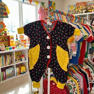 Vintage 90s Kidcore Baby Jumpsuit 12 Mos Novelty Veggie Beet Radish USA Cotton